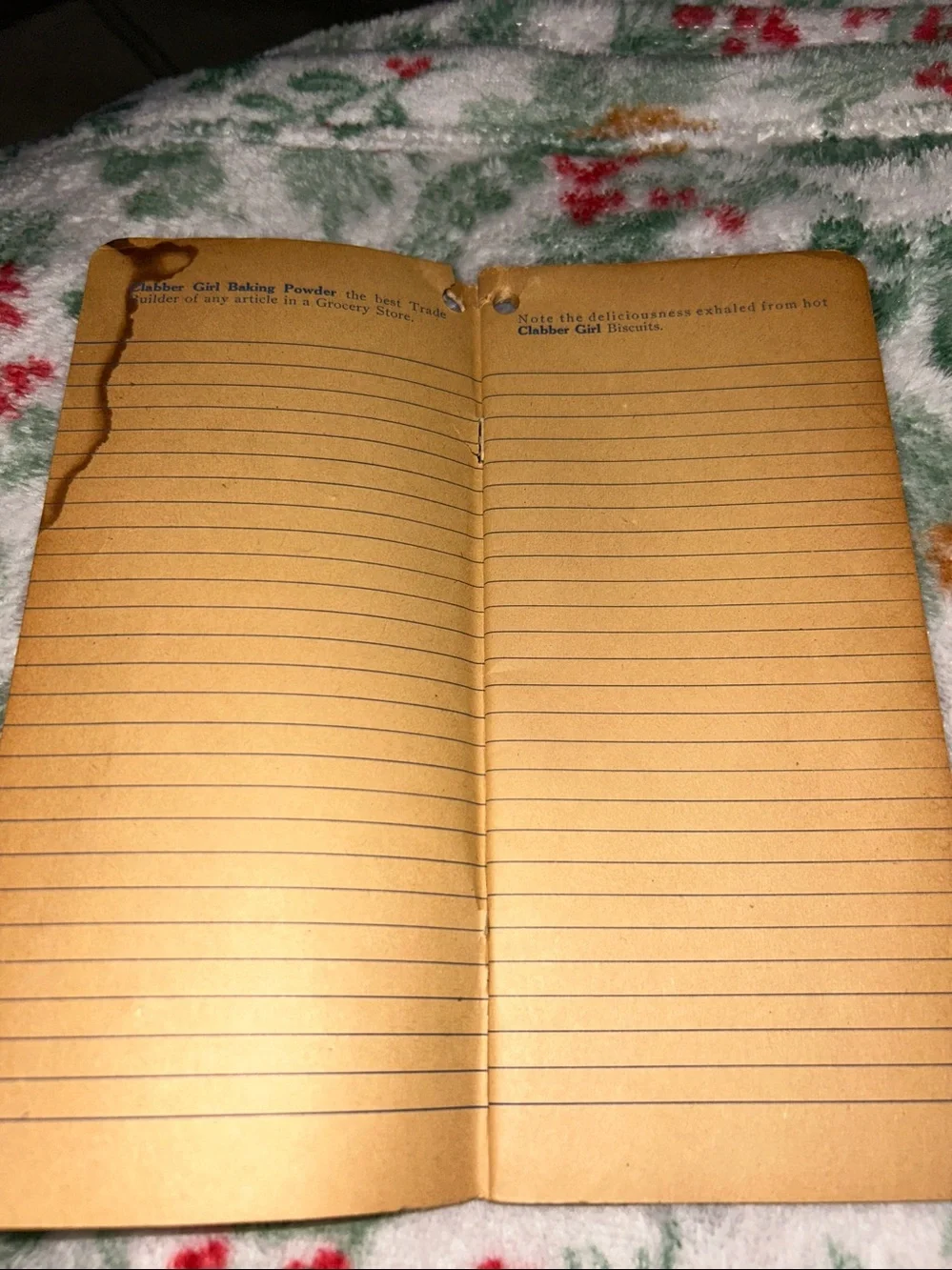 VINTAGE- Clabber Girl baking Powder Advertising Notebook-1930’s